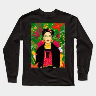 Frida Kahlo Flower Power by Cindy Rose Studio Long Sleeve T-Shirt